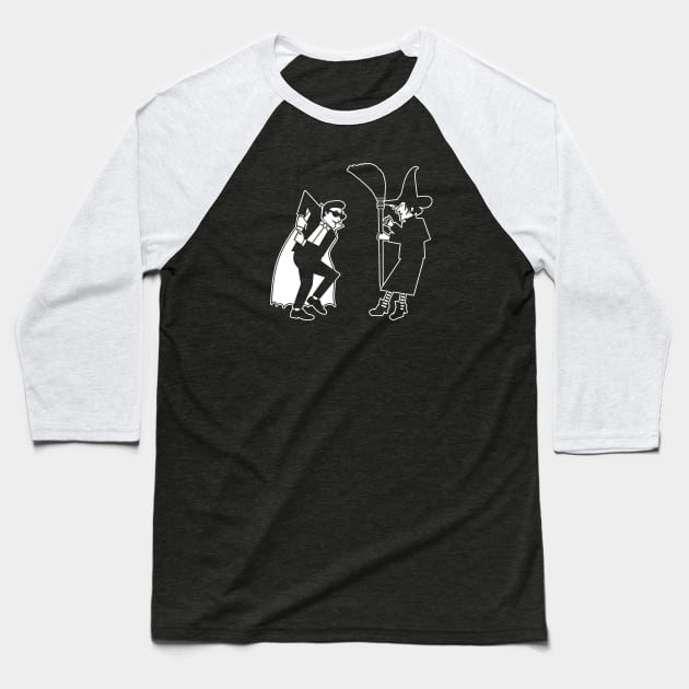 Dracula and Witch Dance Baseball T-Shirt by bryankremkau